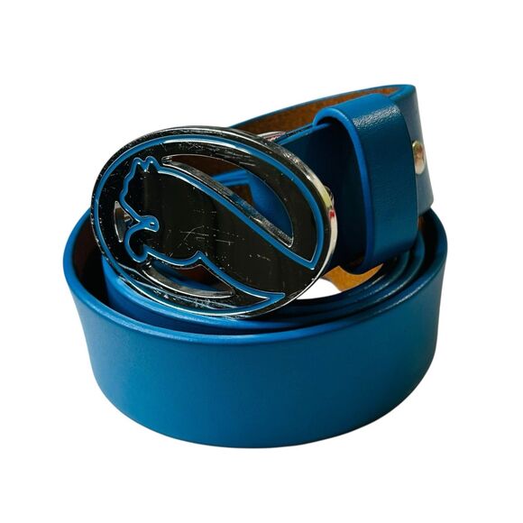 Puma Blue Leather Golf Belt Silver Buckle XL 110cm 1.5" Wide - Picture 10 of 10